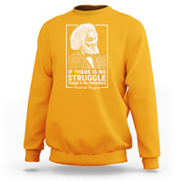 Gold crewneck sweatshirt with white Frederic Douglass portrait and quote graphic
