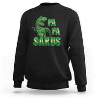 Black sweatshirt with green dinosaur and "PA PA SAURUS" graphic