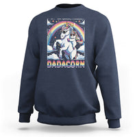Navy sweatshirt with unicorn graphic and rainbow arch on the front