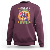 Crewneck sweatshirt in maroon with front golden retriever dad graphic