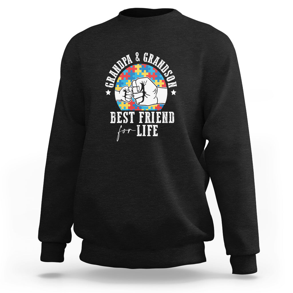 Black sweatshirt with “Best Friend for Life” print and grandfather–grandson graphic