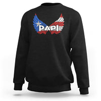 Men's black pullover sweatshirt with winged PAPI graphic on chest