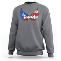 Men's charcoal gray pullover sweatshirt with winged PAPI chest graphic