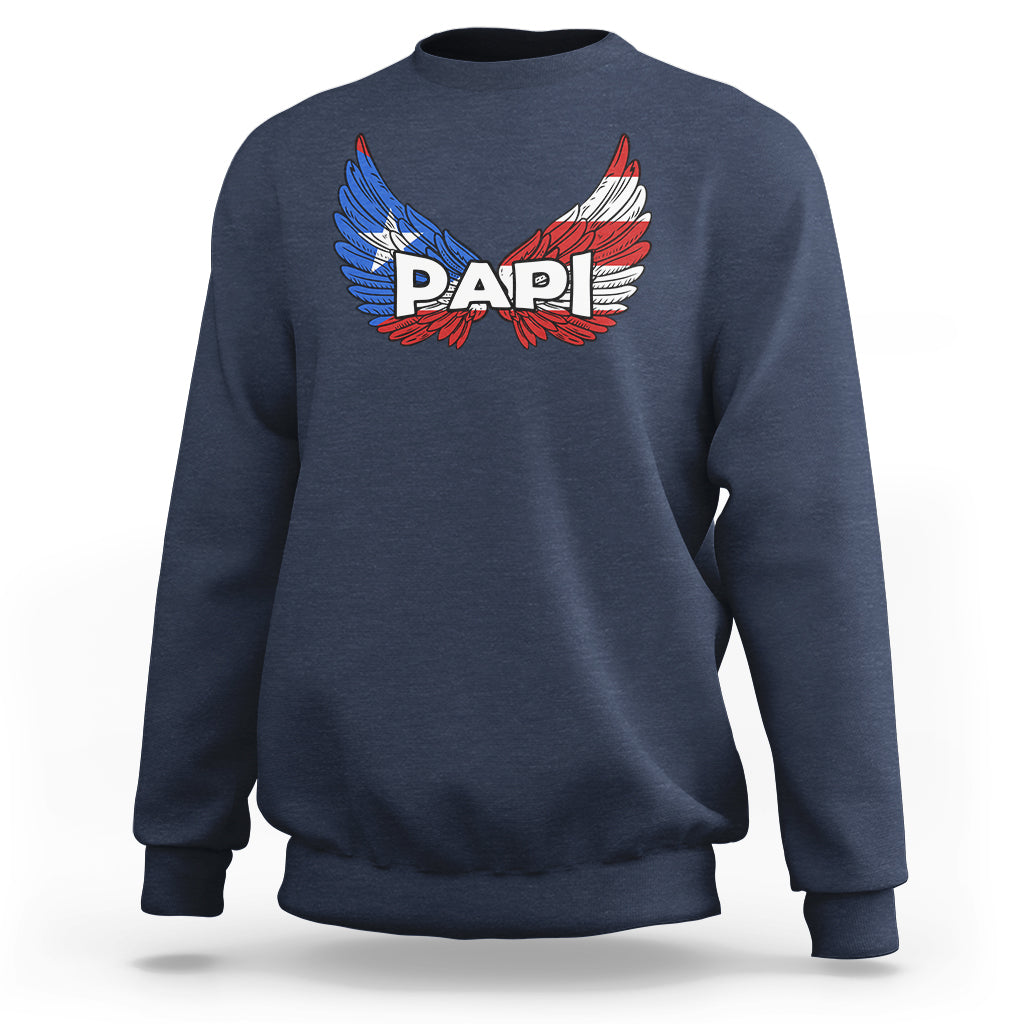 Men's navy pullover sweatshirt with winged PAPI chest graphic
