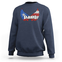 Men's navy pullover sweatshirt with winged PAPI chest graphic