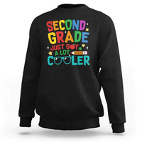 Black pullover sweatshirt with 'Second Grade' 'cooler' text graphic