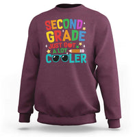 Maroon pullover sweatshirt with 'Second Grade' 'cooler' text graphic
