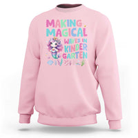 Kids mermaid unicorn sweatshirt in light pink, colorful front graphic with quote