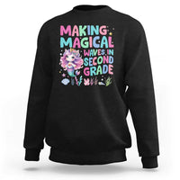 Black mermaid unicorn sweatshirt with Magical Waves in Second Grade graphic