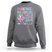 Charcoal gray mermaid unicorn sweatshirt with Magical Waves in Second Grade graphic