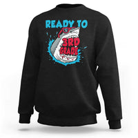 Dark gray sweatshirt with teal “Ready to 3rd Grade” shark graphic on the front
