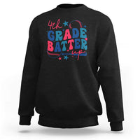 Black crewneck sweatshirt with "4th Grade Batter Up" baseball graphic