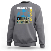 Charcoal soccer sweatshirt with 'READY TO' and 'KICK OFF' fourth grade graphic