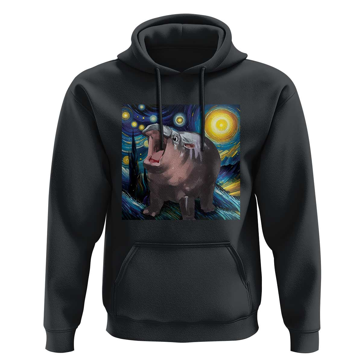 Funny Baby Pygmy Hippo Thailand Hoodie Starry Night MooDeng Meme