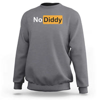 Charcoal gray sweatshirt with “No Diddy” graphic on chest