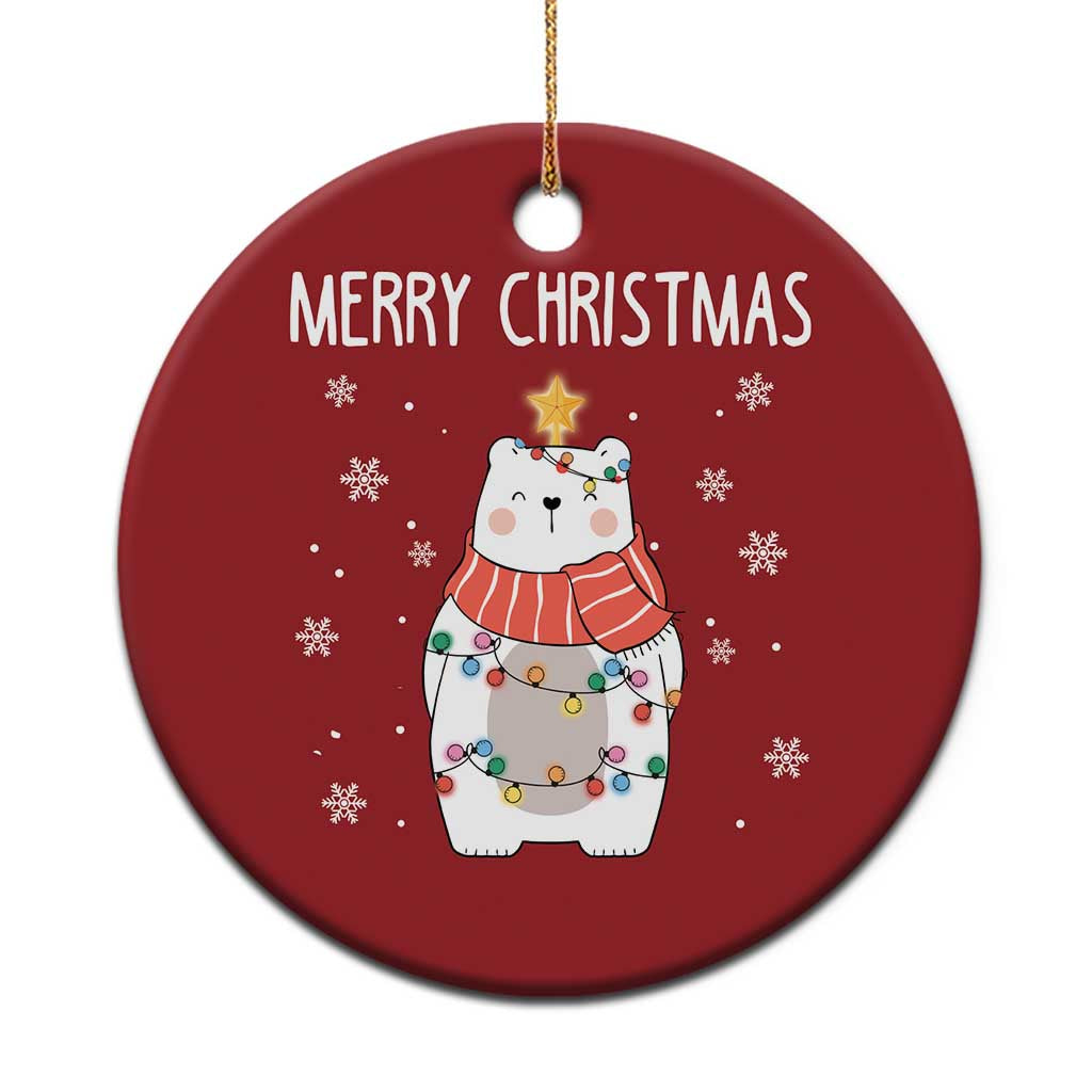 Merry Christmas Cute Polar Bear Christmas Ornament - Wonder Print Shop