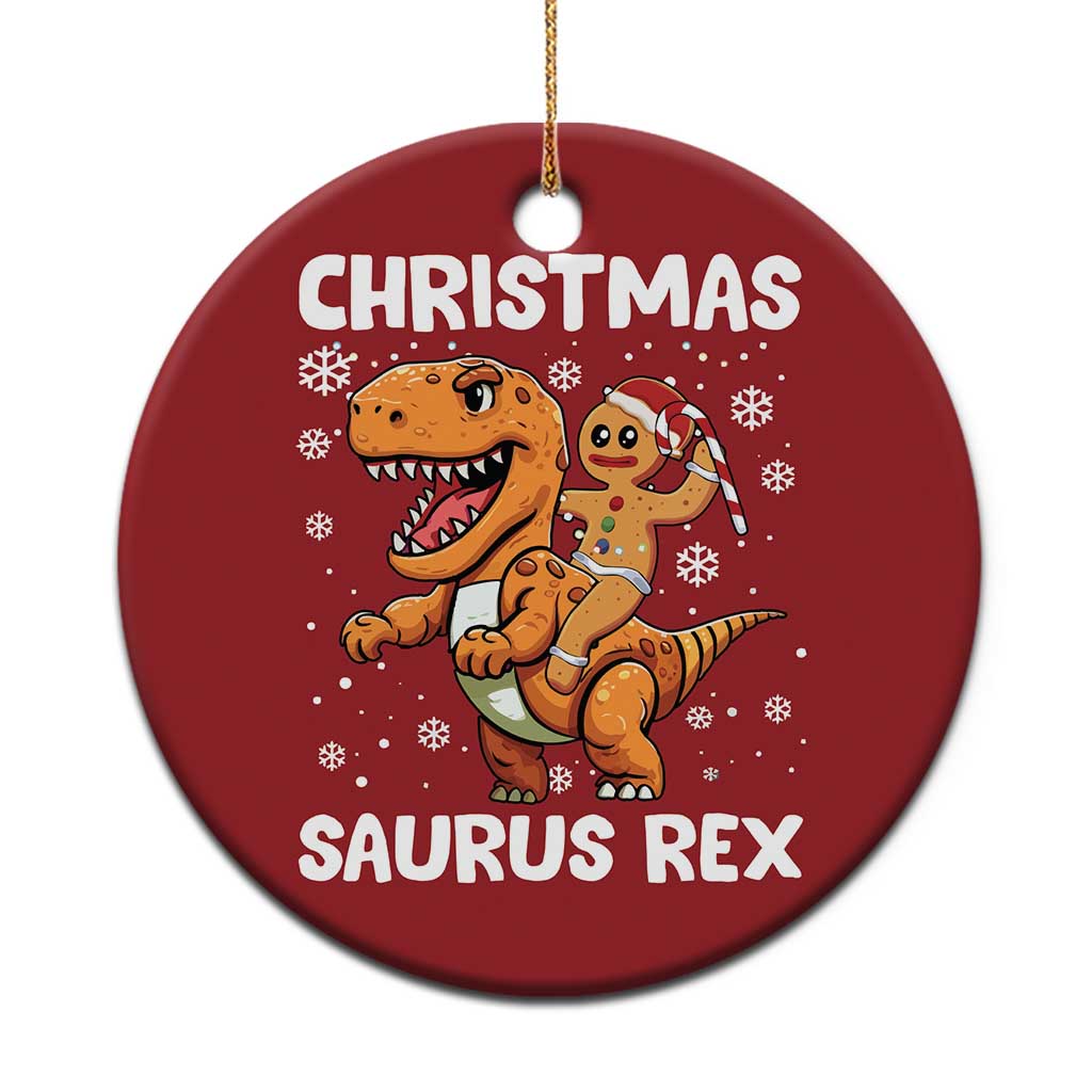 Funny Xmas Christmas Ornament Gingerbread Riding Dinosaur Christmas Saurus Rex - Wonder Print Shop