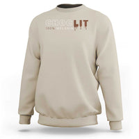 Sand crewneck sweatshirt with CHOCLIT “100% MELANIN” chest print
