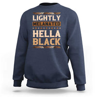Navy crewneck sweatshirt with long sleeves and bold back graphic print