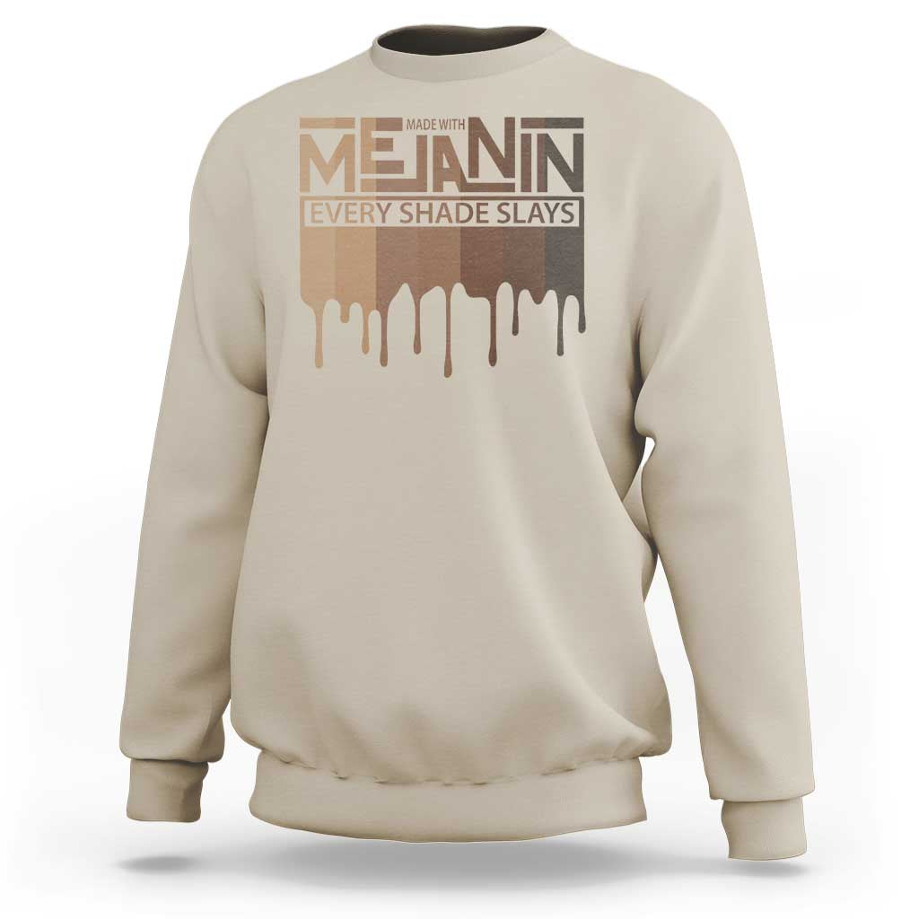 Sand crewneck sweatshirt with “Every Shade Slays” chest graphic