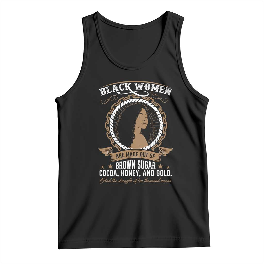 Black Women Pride Tank Top Made Out Of Brown Sugar Cocoa Honey And Gold Retro