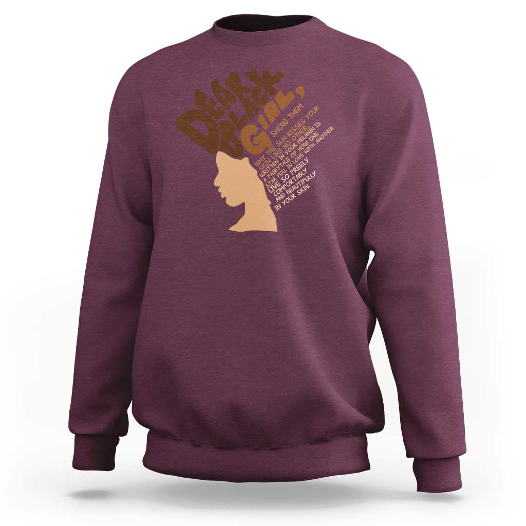 Maroon women's crewneck sweatshirt with back face-silhouette and typographic graphic