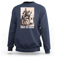 Navy crewneck sweatshirt with front graphic print