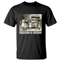 Black T-shirt with vintage graphic and EDUCATION'S FREEDOM text