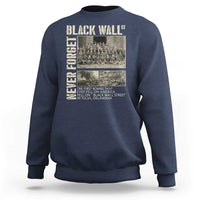 Navy crewneck sweatshirt with large vintage-style back graphic print