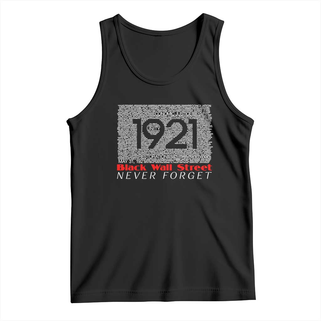 Black Wall Street Tank Top Never Forget 1921 Greenwood Tulsa Black History