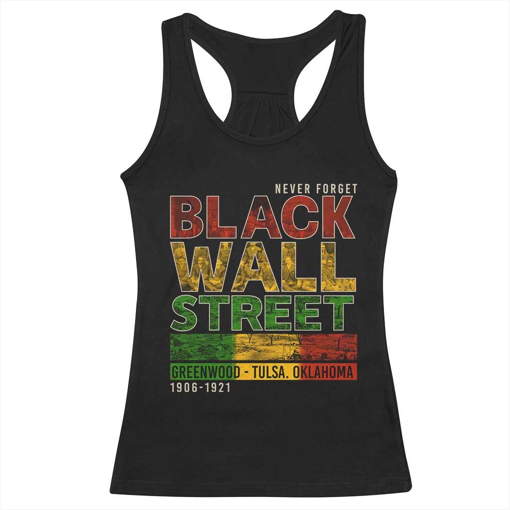 Never Forget Black Wall Street Racerback Tank Top Greenwood Tulsa Oklahoma Black History