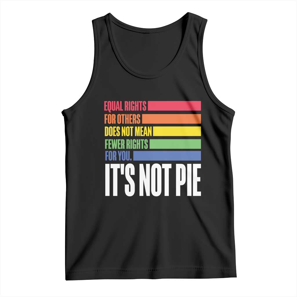 Black pride slogan tank top with rainbow stripe graphic and 'It's Not Pie' text