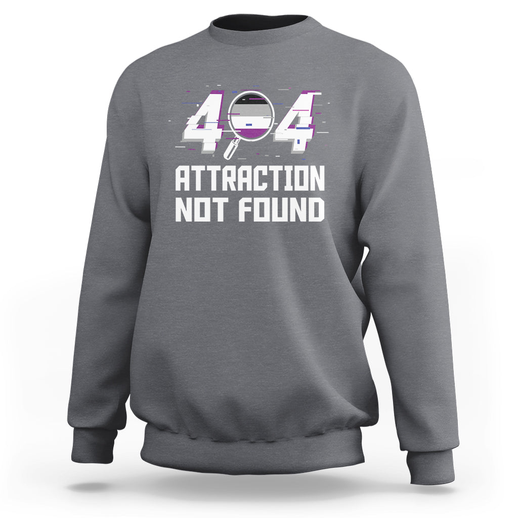 Charcoal sweatshirt with “404 ATTRACTION NOT FOUND” graphic print, crew neck, long sleeves