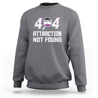 Charcoal sweatshirt with “404 ATTRACTION NOT FOUND” graphic print, crew neck, long sleeves