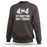 Dark chocolate sweatshirt with “404 ATTRACTION NOT FOUND” graphic print, crew neck, long sleeves