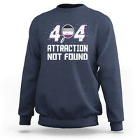 Navy sweatshirt with “404 ATTRACTION NOT FOUND” graphic print, crew neck, long sleeves