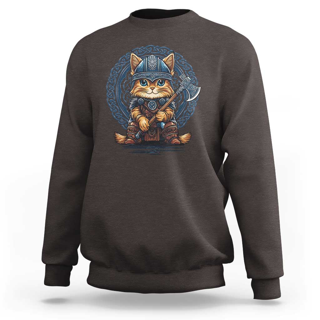 Nordic Norse Viking Cat Warrior Sweatshirt