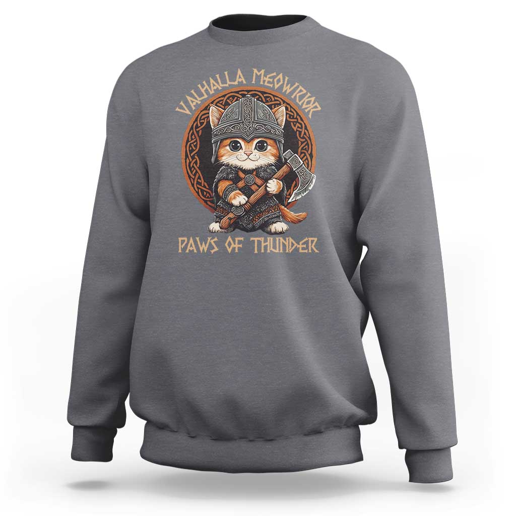 Viking Cat Sweatshirt Norse Mythology Cat Warrior