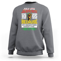 Charcoal gray Juneteenth sweatshirt with colorful front graphic print and crew neck