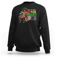 Black crewneck sweatshirt with Juneteenth Black Queen graphic on chest