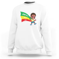 Kids crewneck sweatshirt in white with Juneteenth graphic on front