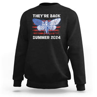 Men's black sweatshirt with back cicada graphic and text “THEY'RE BACK” “SUMMER 2024”