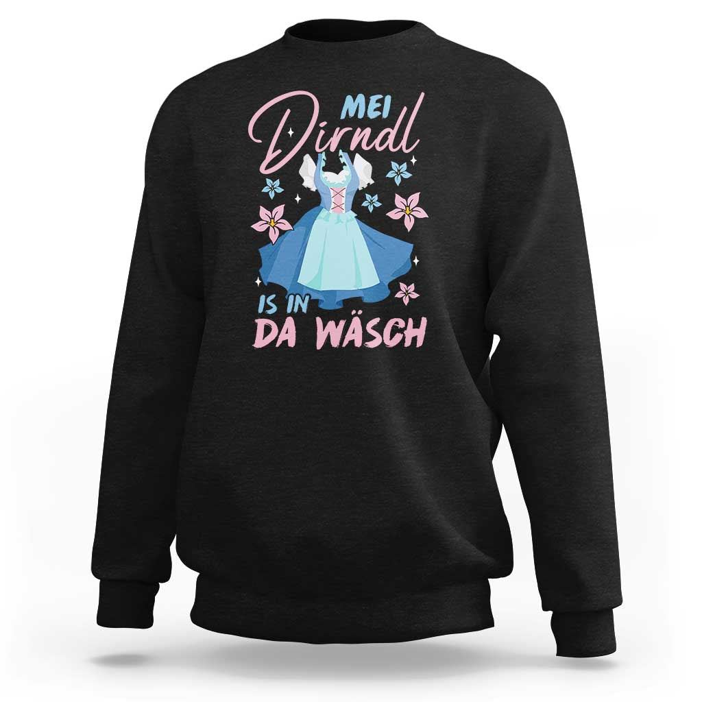 Oktoberfest graphic crewneck sweatshirt in black, floral dirndl girl front print