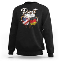 Men's black sweatshirt with crewneck and 'Prost' beer mug graphic on front