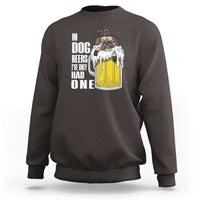 Dark chocolate brown sweatshirt with "Dog Beers" dog graphic and pint illustration on back