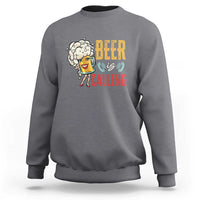 Gray beer calling sweatshirt with beer mug graphic on chest