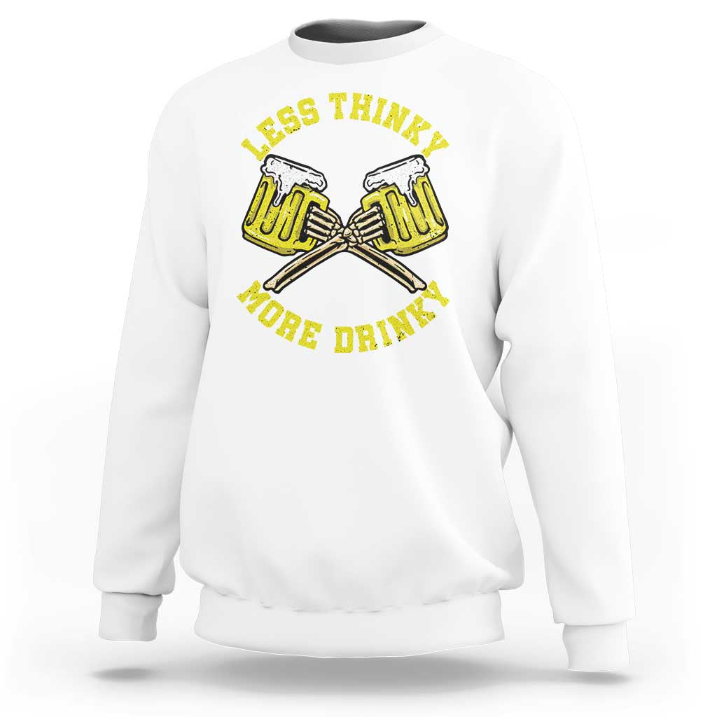Beer lover sweatshirt in white with neon skeleton beer mug graphic on chest