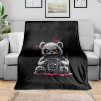 Emo Bear Coffee Creepy Halloween Throw Blanket - Wonder Print Shop