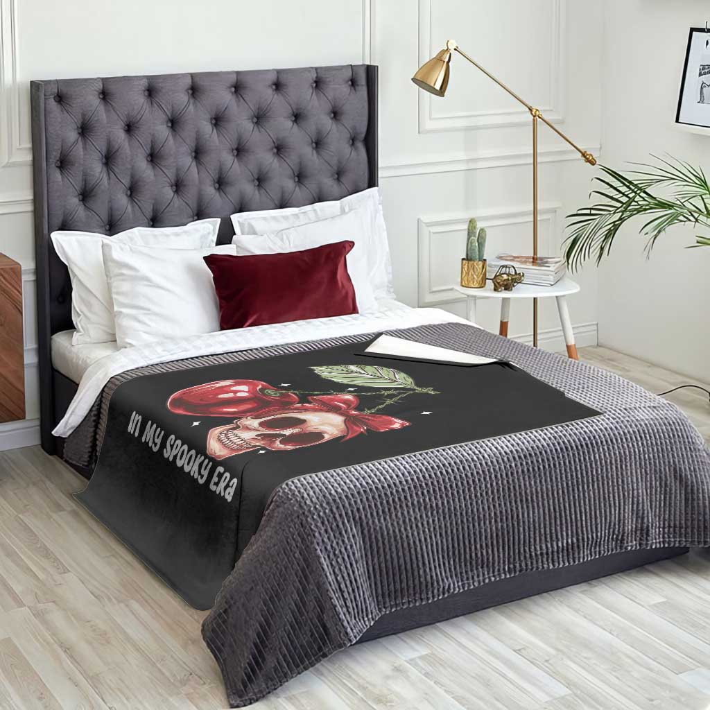 Halloween Coquette Throw Blanket In My Spooky Era Skull Cherry - Wonder Print Shop