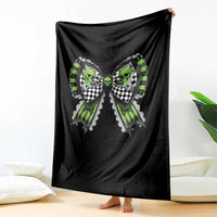 Coquette Halloween Throw Blanket Spooky Bow Skull - Wonder Print Shop